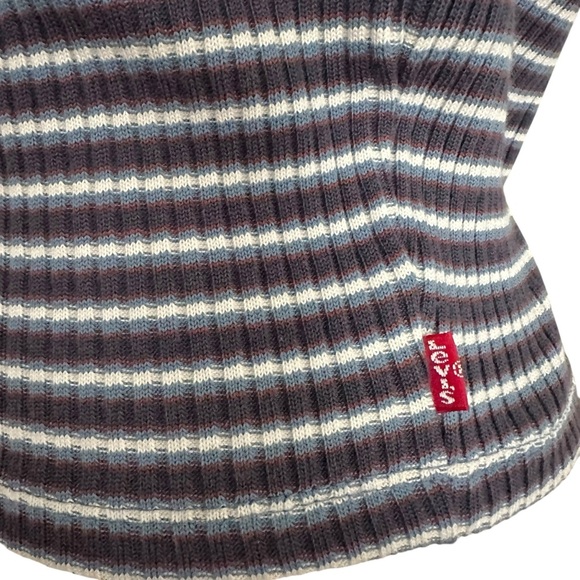 LEVI’S Britt Long Sleeve Pearl Snap Knit Top Cropped Ribbed Scoop Neck Y2K XL - Picture 15 of 16